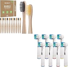 8 Pcs Replacement Toothbrush Heads and GENKENT 12 Counts Bamboo Toothbrushes