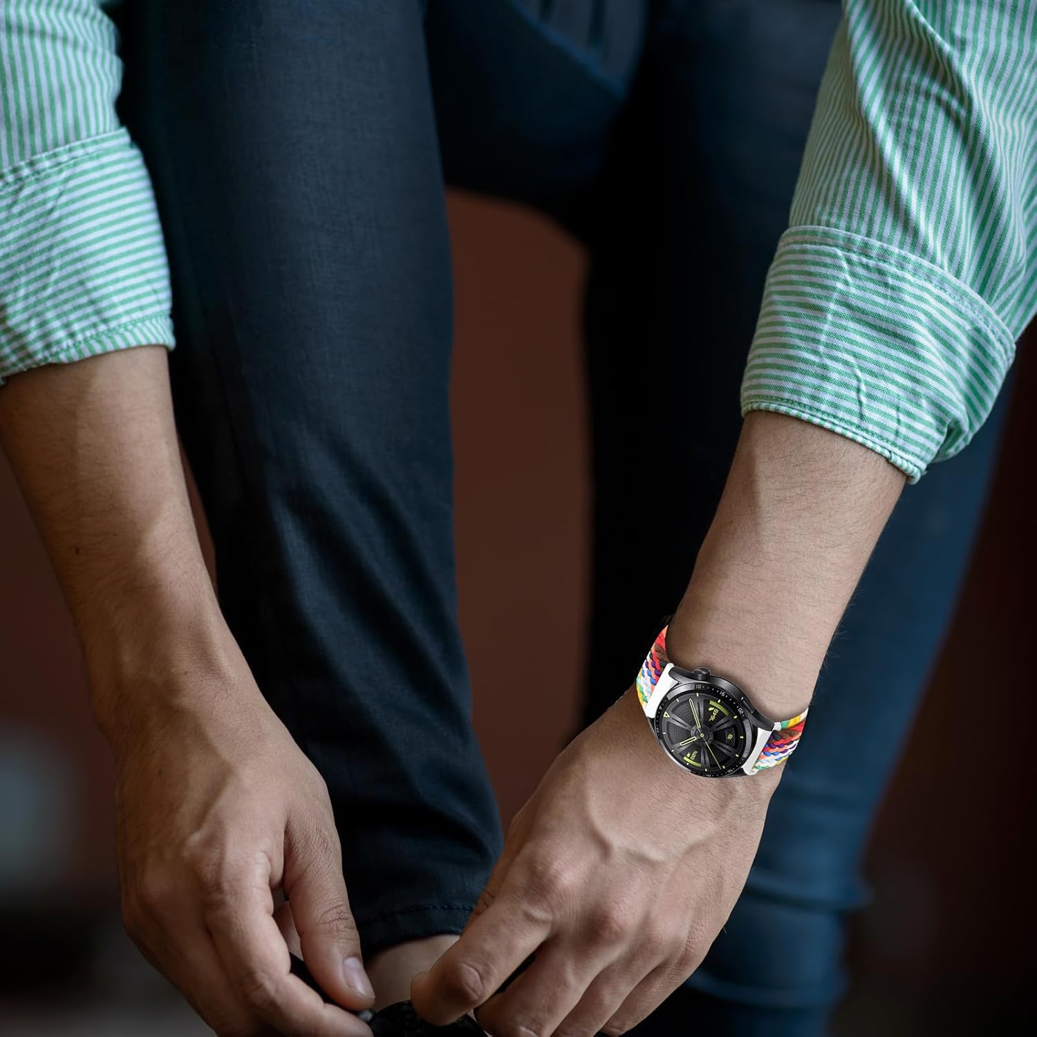 20mm Braided Elastic Bands for Samsung Galaxy Watch 7/FE/6/6 Classic 40mm 44mm 43mm 47mm 42mm 46mm Solo Loop Band, Adjustable Stretchy Nylon Fabric Sport Wristbands for Samsung Watch 7/6/5/4 - Image 6