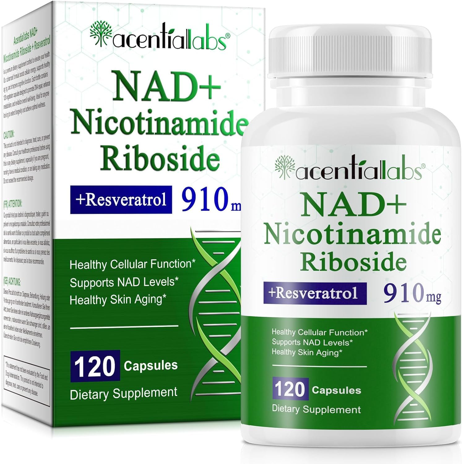 NAD+ et Resvératrol Complément | Complexe Cellulaire Avancé | Supplément pour Énergie & Vitalité | 120 Gélules Végétales
