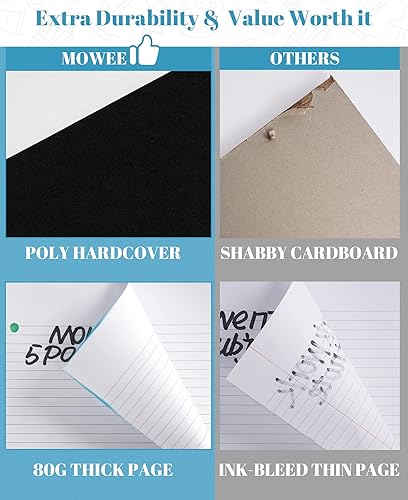 Miniatura 3 de Cuaderno de 5 materias  Cuaderno de espiral, cuaderno de rayas universitarias con bolsillo divisor, pestañas, regla de 11 pulgadas, 200 páginas,