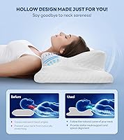 Vista 2 de No More Aches Neck Pillow for Pain Relief, Adjustable Cervical Pillow for Neck Support with Armrest, Odorless Ergonomic Contour Memory Foam White