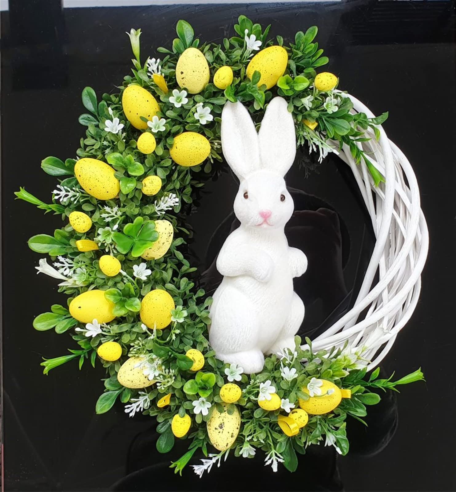 Ghirlanda Fuori Porta di Pasqua con coniglio e uova colorate