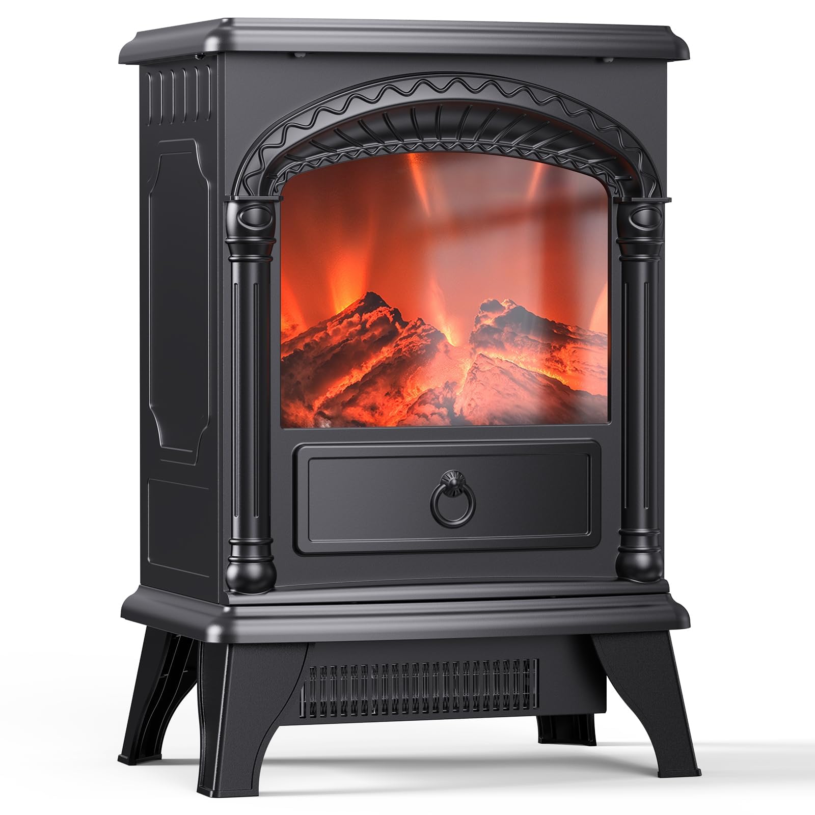 Silonn 56cm Electric Fireplace Heater with 3D Flame Effect, 5100 BTU/1500W