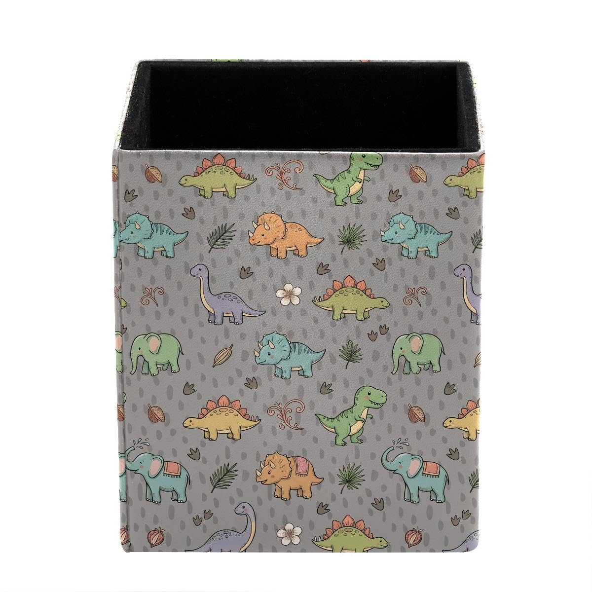 HEOEH Dinosaur Pen Holder Pen Pot, Square Pencil Cup for Desk