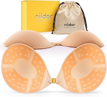 Niidor Womens Strapless Bra Sticky Bra Push Up Backless Reusable Magnetic Front Closure Breathable Sports Bras Aerobra
