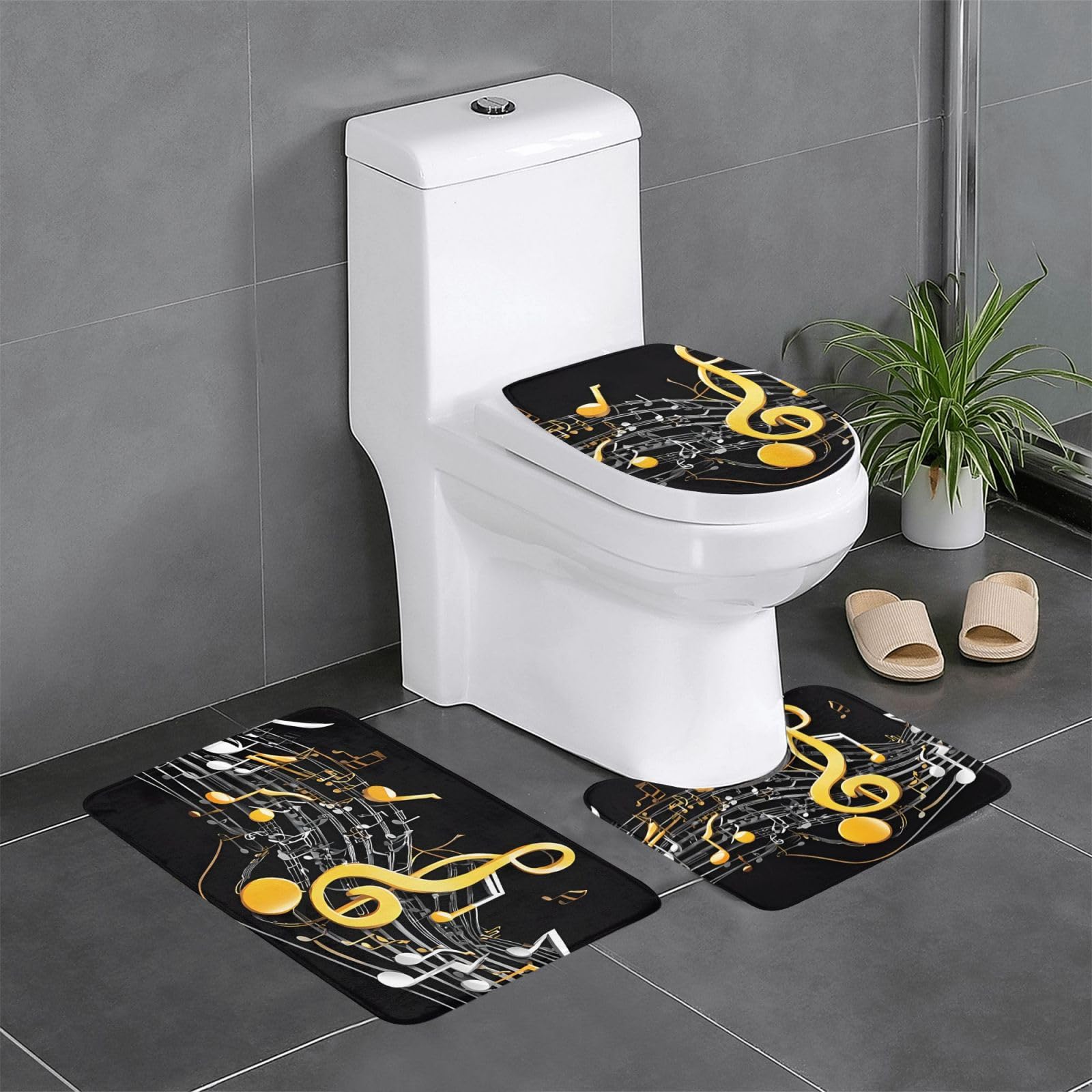 Tapis de salle de bain avec tapis contour de toilette pour sol chaud et doux