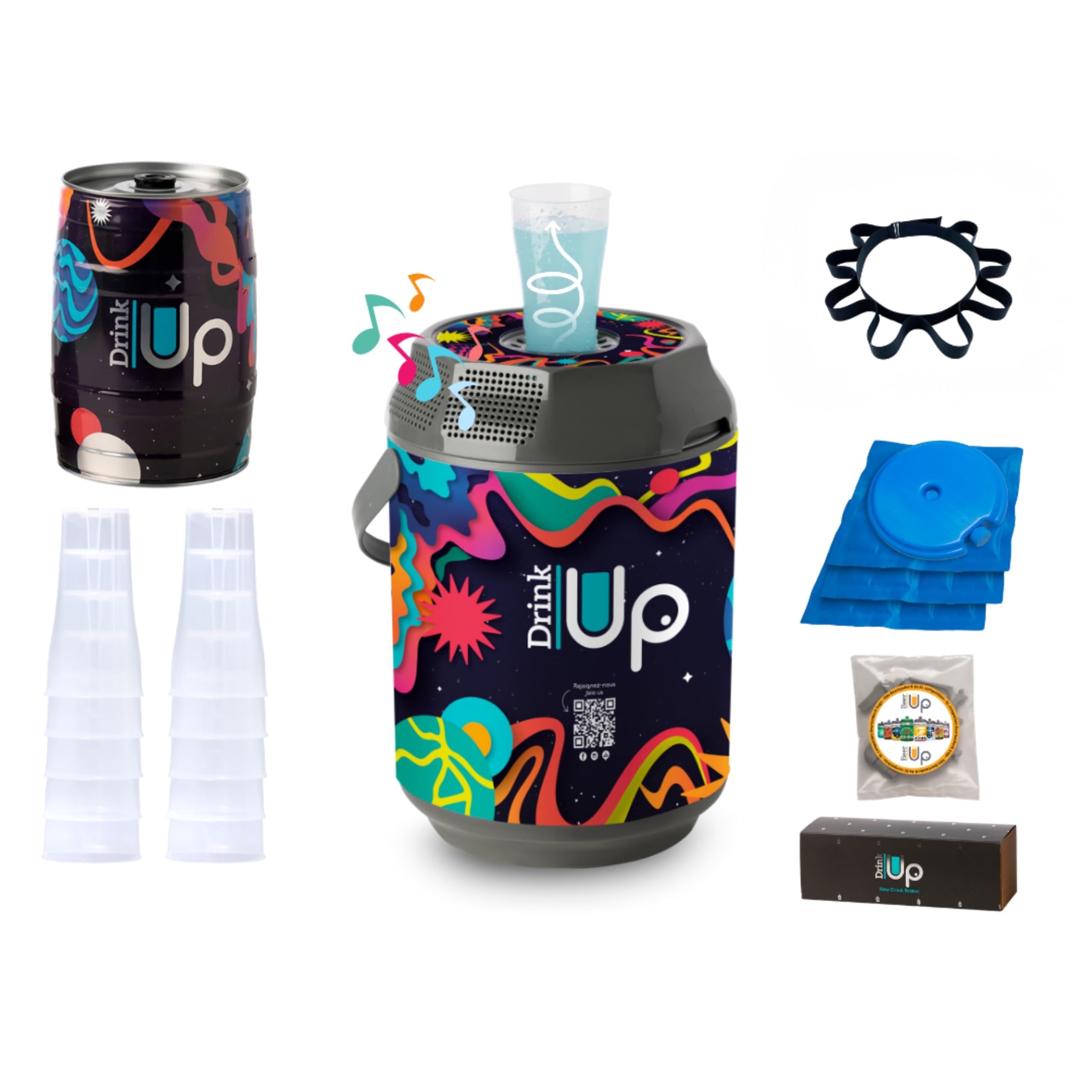 DRINK UP décor Infinity Tireuse Portative 10 verres 1 ceinture porte verres 20h froid sans électricité bières cocktails