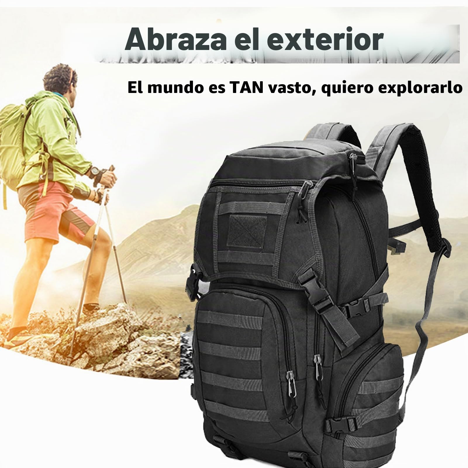 RAPIDSKY Mochila táctica militar de 35 L, mochila impermeable para senderismo, mochila militar grande de 3 días, bolsa de asalto Molle, mochila de lona