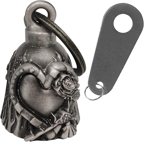 Miniatura 7 de Dream Apparel Campana de motociclista con colgador de campana de motocicleta, accesorios de motocicleta o llavero para la suerte, plata