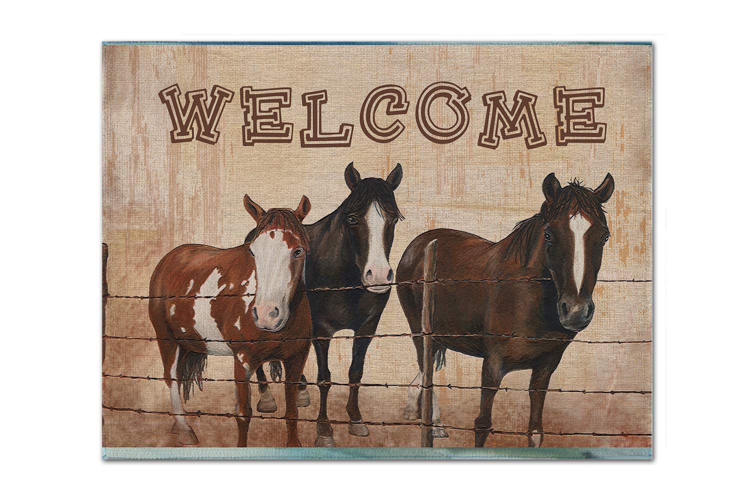 Tapis d'entrée avec chevaux SB3059PLMT paillasson multicolore