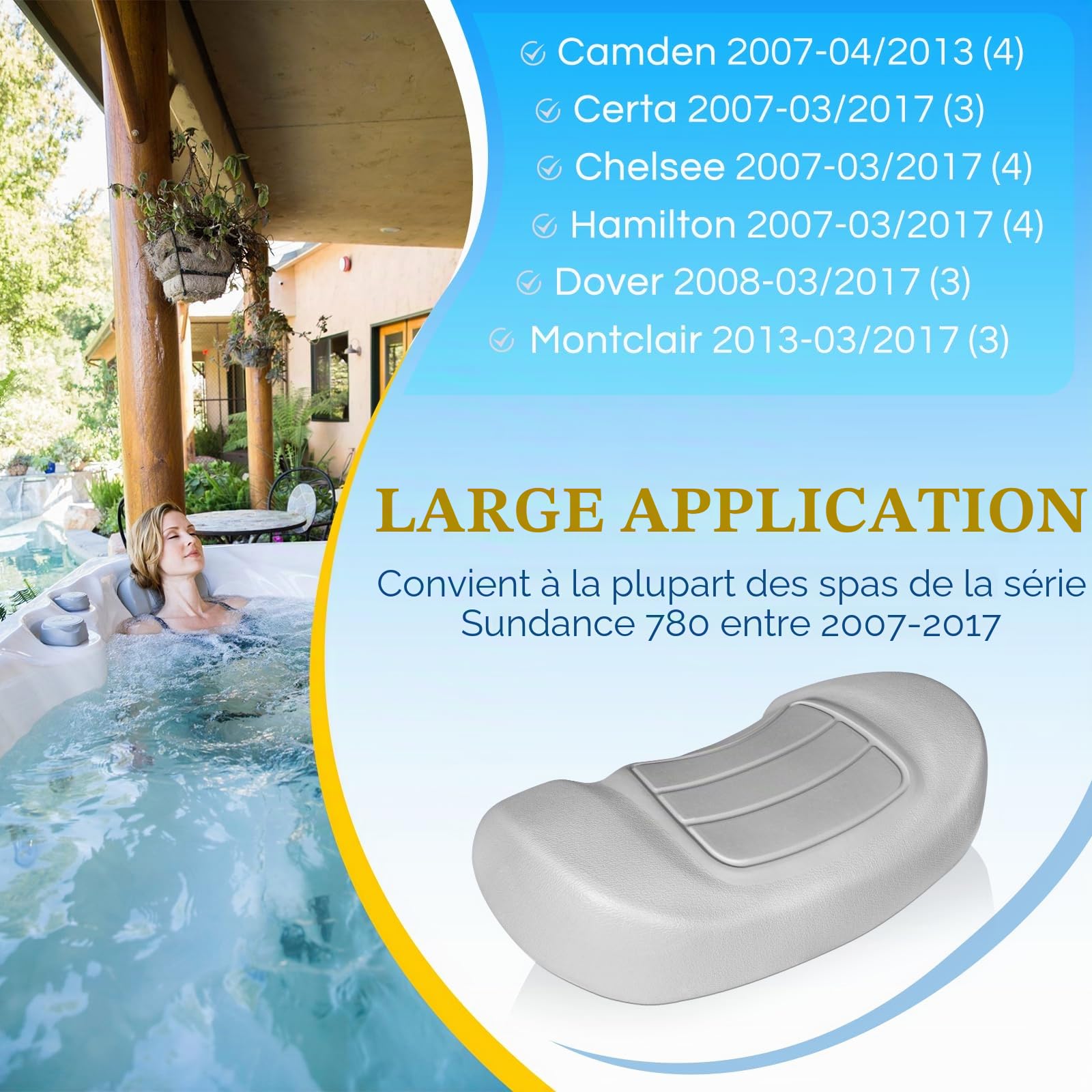 Camoo 6472-966 Coussin de rechange pour spas, convient pour spas Sundance série 780 2007-2017, ancienne pièce 6455-469