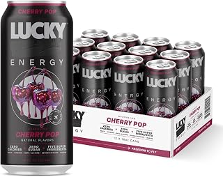 Sugar Free Energy Drinks, Cherry Pop, 16oz Cans (12-Pack) Healthy, Zero Sugar Energy Drink with Maca, Ginseng, Beta-Alanine, Taurine & 200mg Caffeine