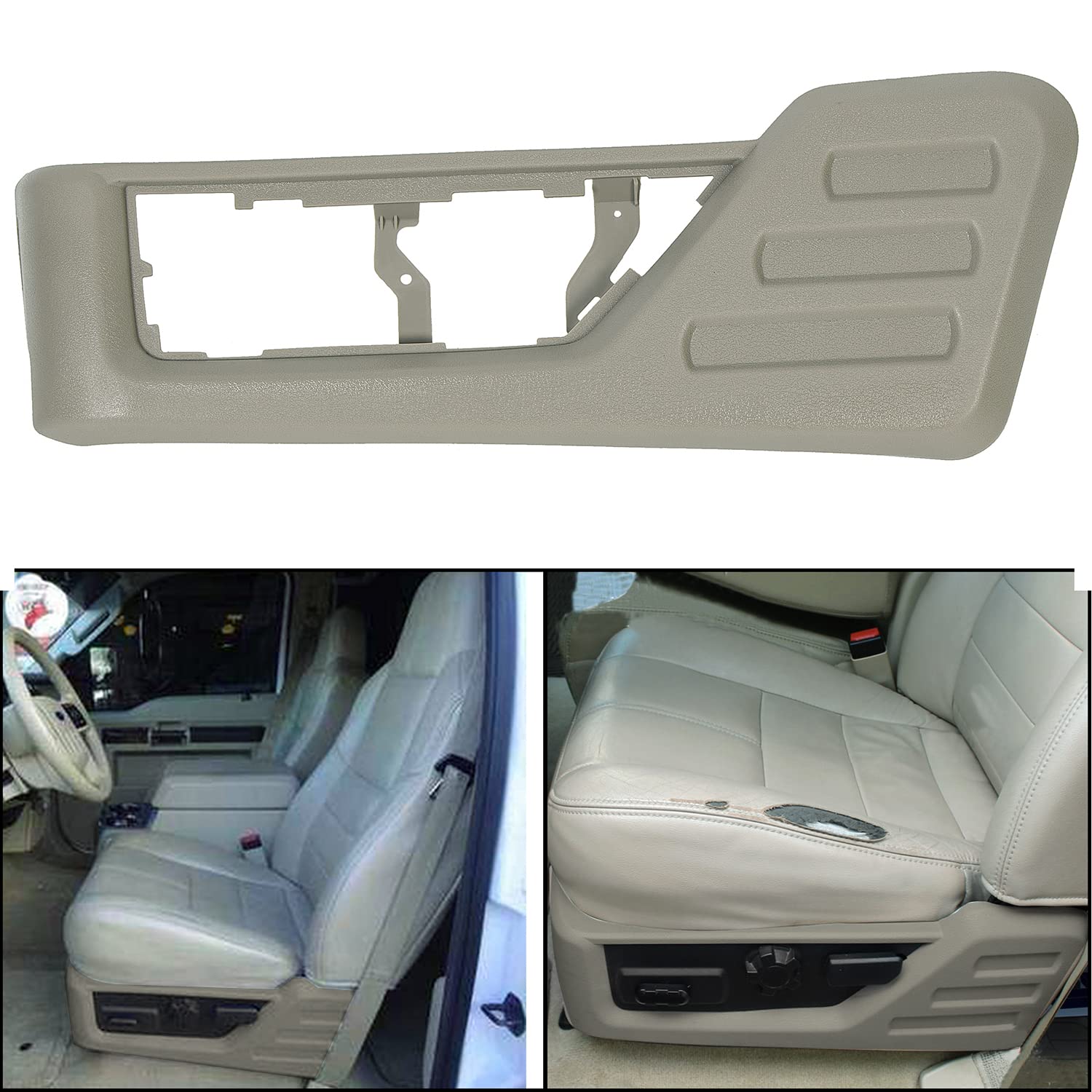 Photo 1 of ECOTRIC Front Driver Seat (Left) Cushion Panel Trim Compatible with 2008-2010 Ford F250 F350 F450 F550 Super Duty Replacement for 8C3Z-2562187