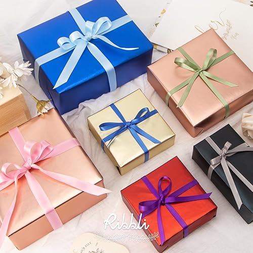 Miniatura 4 de Ribbli Cinta de satén de doble cara color salvia polvorienta, 14 pulgadas x 25 yardas, cinta verde salvia para envolver regalos, manualidades,