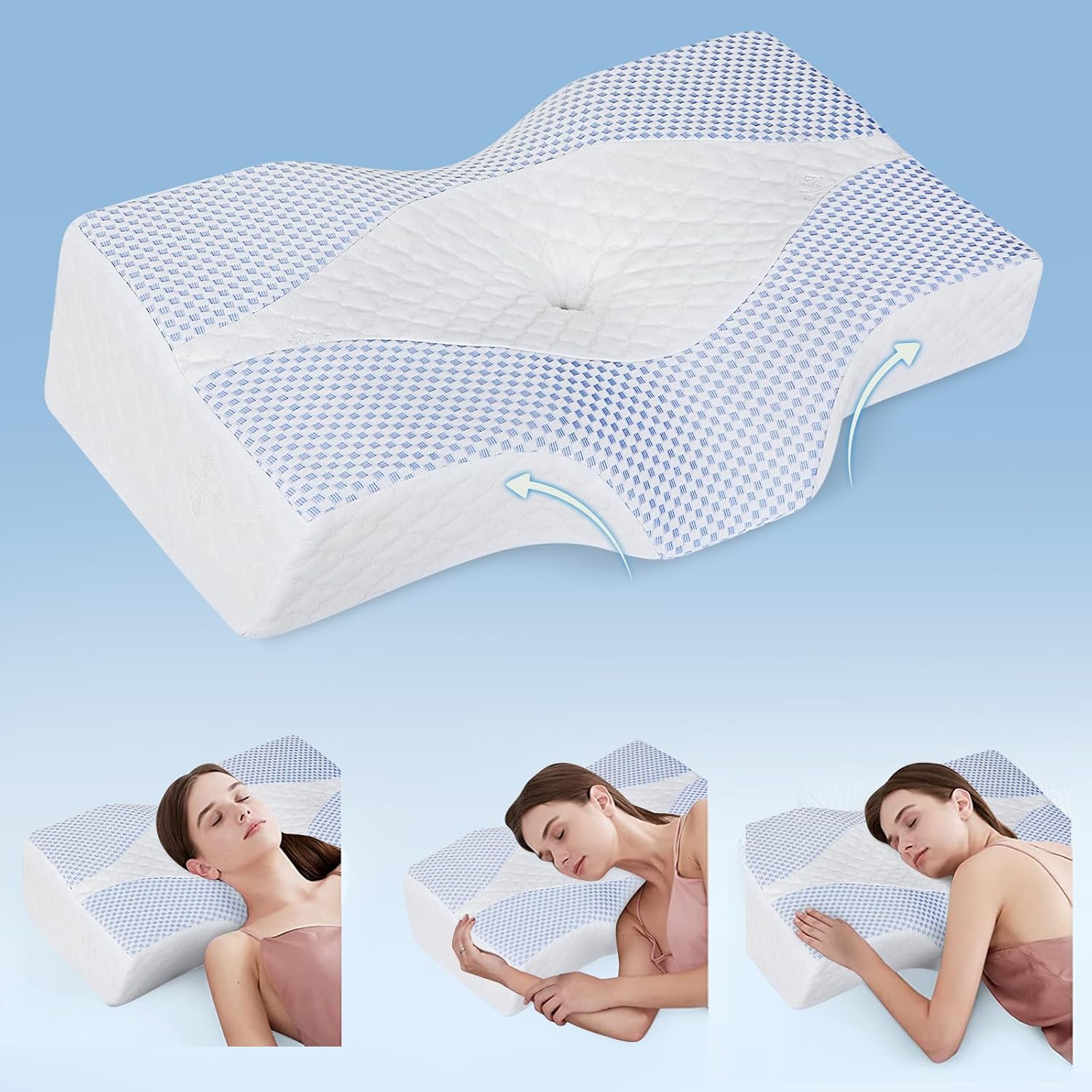 Mkicesky Cervical Pillow for Neck and Shoulder Pain Relief Premium