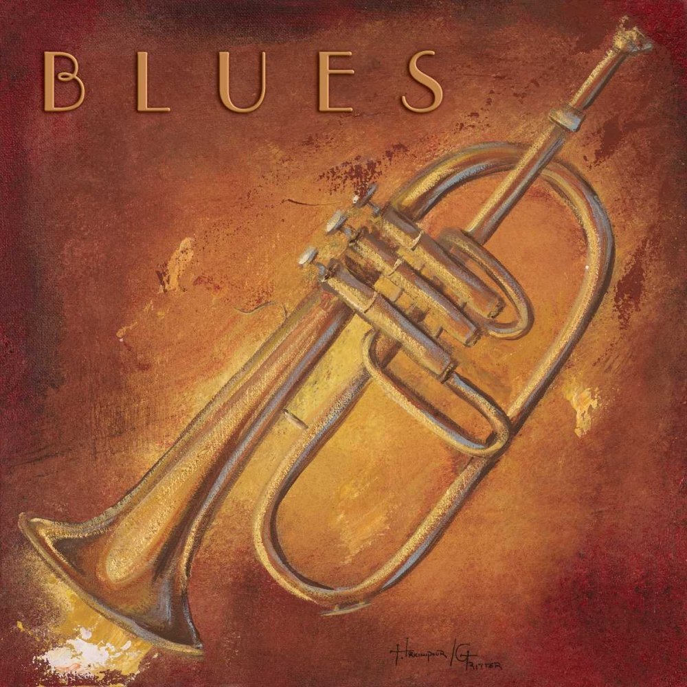 TELA-FRAMED-with-AMERICAN-BOX Blues Hakimipour-Ritter - Piazza musica Stampa artistica blues flusso jazz ritmo musica sassofono corno francese Cornice galleggiante 24_X_24_in