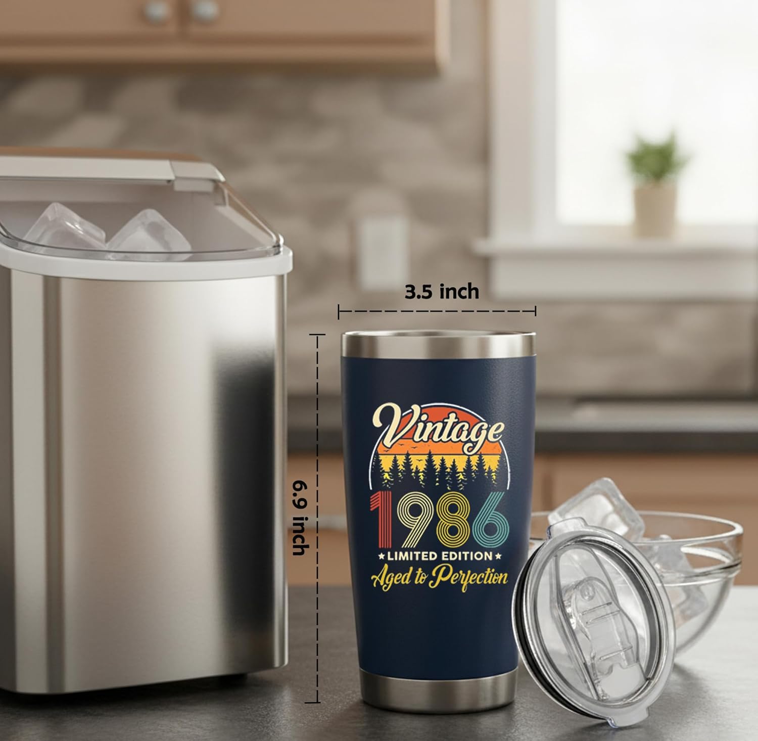 40th Birthday Gifts For Men Women - 1986 40th Birthday Decorations Ideas for Him Present For Man Turning 40 Year Old Gifts For Dad, Husband, Friends, 20 Oz Stainless Steel Tumbler Mug (Blue-198601) - Image 6