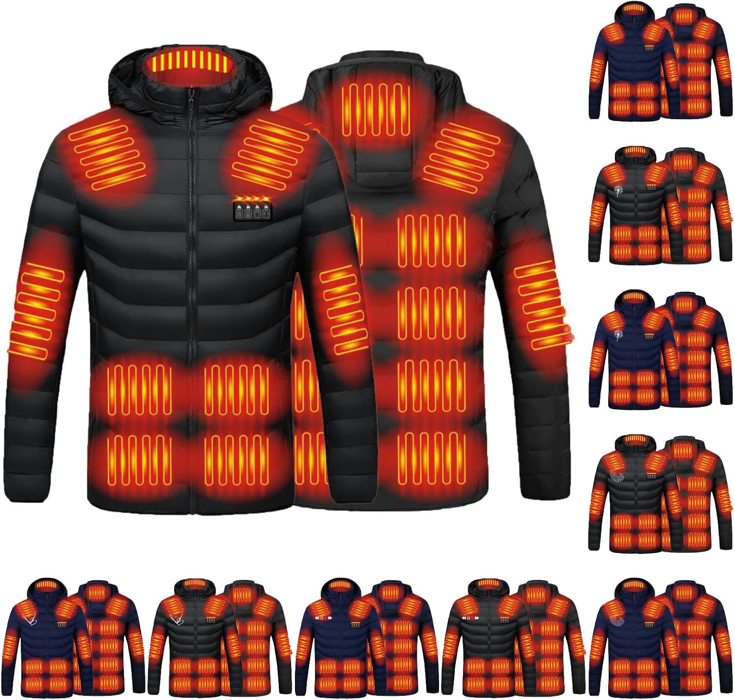 BOXIACEY Heated Jackets for Women Electric Heated Coat Outdoor USB Charging Warm Heated Jackets with Detachable Hood