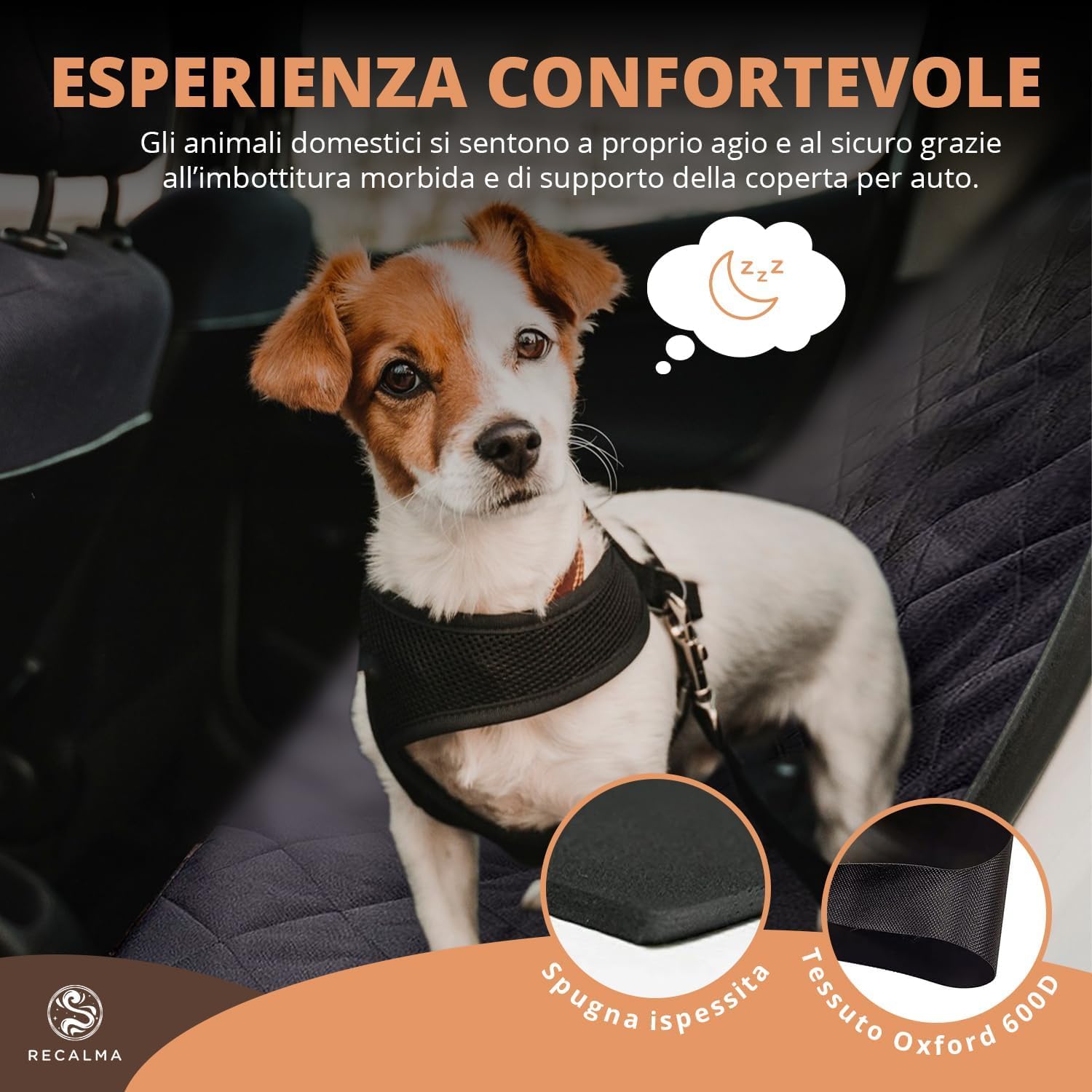 Coprisedile Auto per Cani 100% Impermeabile, Antigraffiato e Antiscivolo, Trasportino Auto incl. Guinzagli