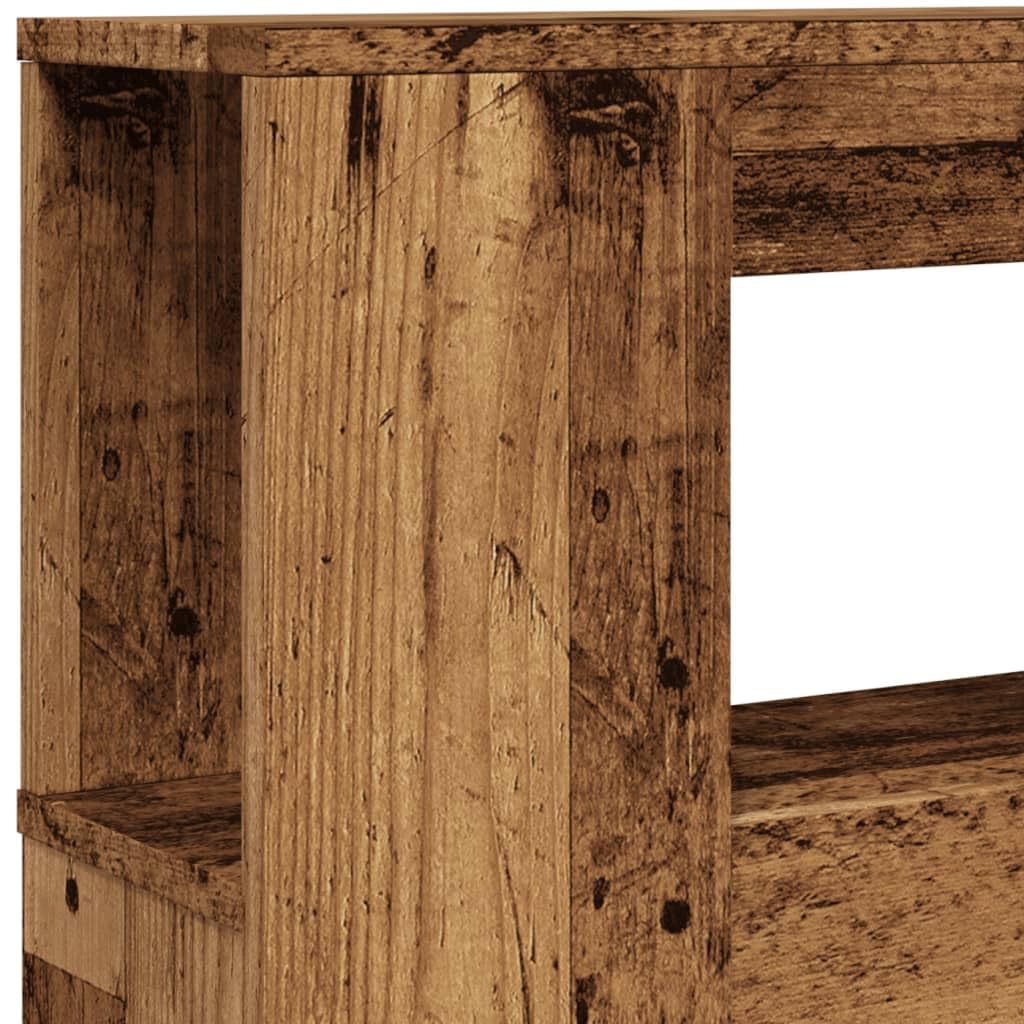 Gecheer Testiera LED per Letto, con Luci RGB Regolabili, 140 x 18,5 x 103,5 cm, in Truciolato con Finitura Legno Antico, Supporto Schiena e Piano Portaoggetti, for Camera da Letto