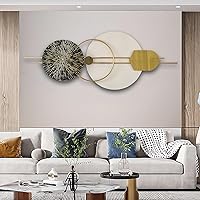 Vista 1 de Arte de pared redondo 3D de metal, hecho a mano, escultura de pared decorativa de naturaleza redonda de metal para sala de estar, dormitorio