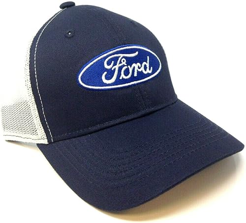 Gorra ajustable con logotipo de Ford Oval Script en color azul marino y blanco, Azul marino y blanco