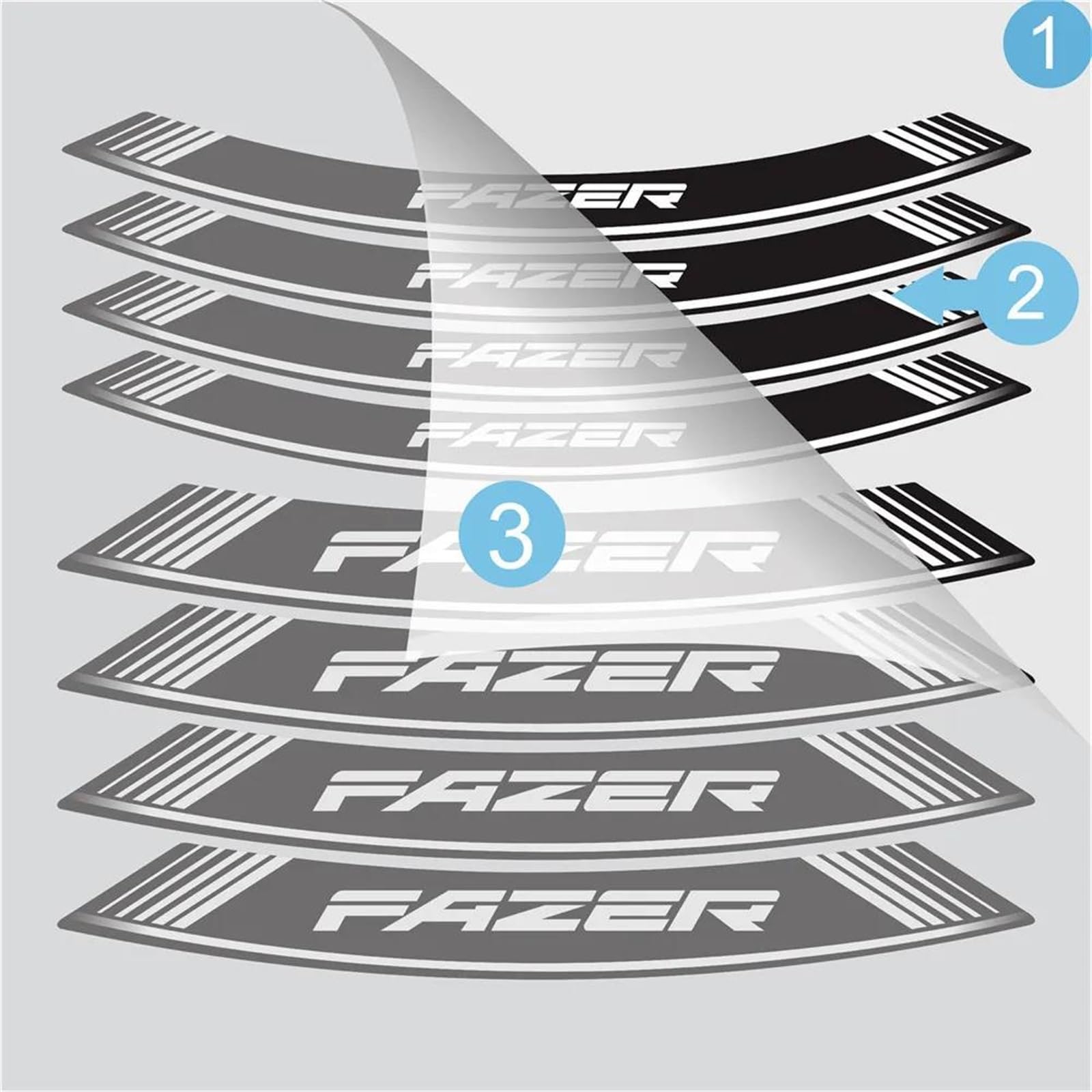 Autocollants Roues Jantes Autocollants De Jantes De Moto 17 Pouces, Autocollants De Bord De Jante Intérieure, Bande Adhésive Pour Y&amaha Pour FAZER 250 600 1000 Pour Fazer Stickers Kit(Couleur 1)