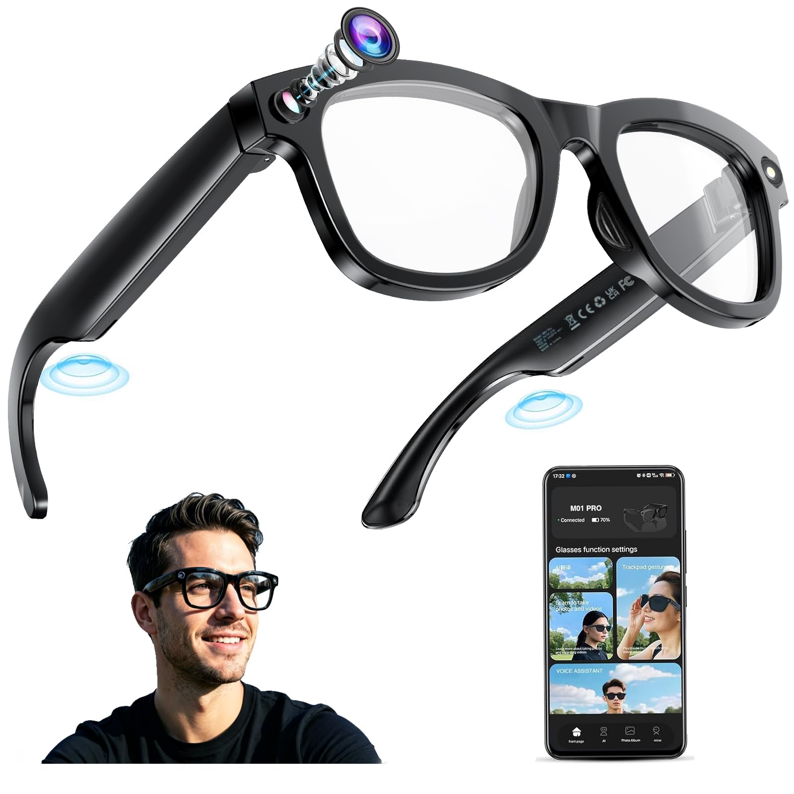Amazon.com: ATOVANKA AI Smart Glasses with Camera, 8MP HD Camera