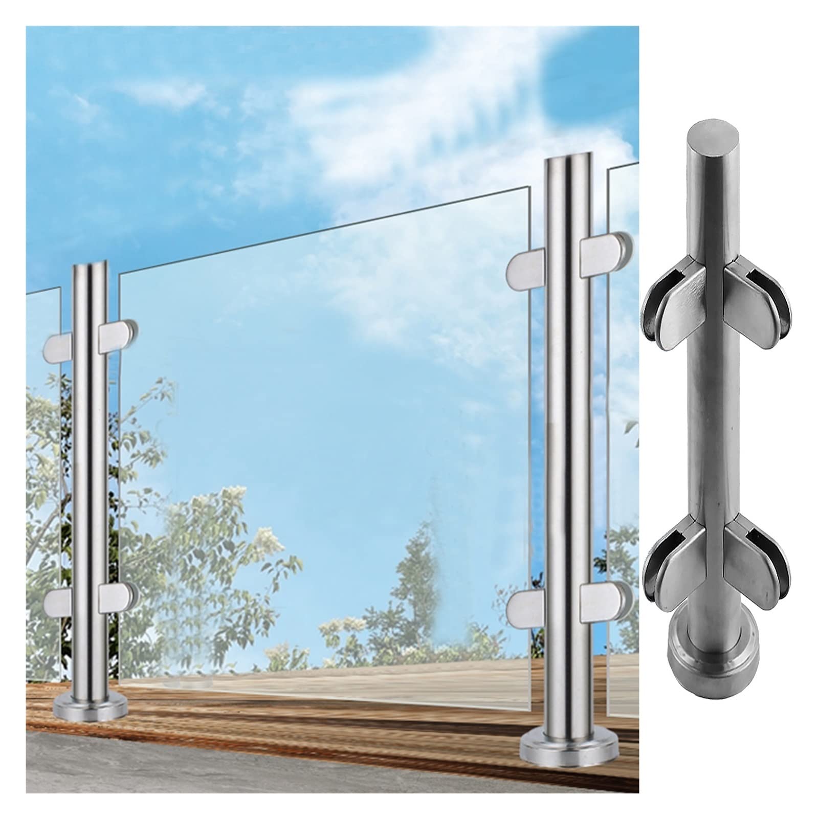 Poteau de garde-corps en verre avec connecteur coupe-vent pour patio et aménagement de balcon