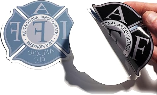 Calcomanía de vinilo IAFF Union de 4 pulgadas con aplicación interior para ventana (calcomanía individual)