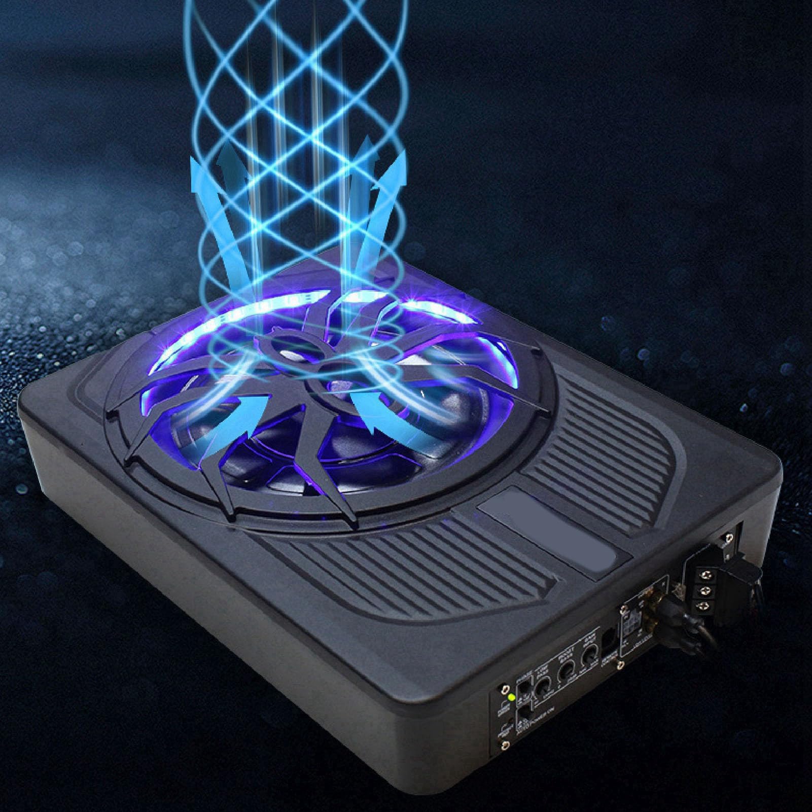 Subwoofer per Auto Alimentato 10 e 800 W, Subwoofer Sottile per Auto Alimentato sotto Il Sedile con Luce D'atmosfera a LED, Subamplificatore Audio (Multicolore)