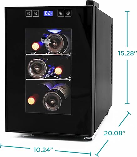 Miniatura 32 de BLACK+DECKER Enfriador de vino 8 botellas, refrigerador de vino termoeléctrico con espejo frontal, refrigerador de vino independiente y pantalla