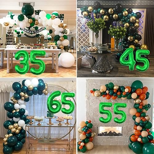 Miniatura 7 de Globos digitales de 40 pulgadas, color verde oscuro del número 0-9, globos grandes de aluminio Mylar número 5 para boda, graduación, baby shower,