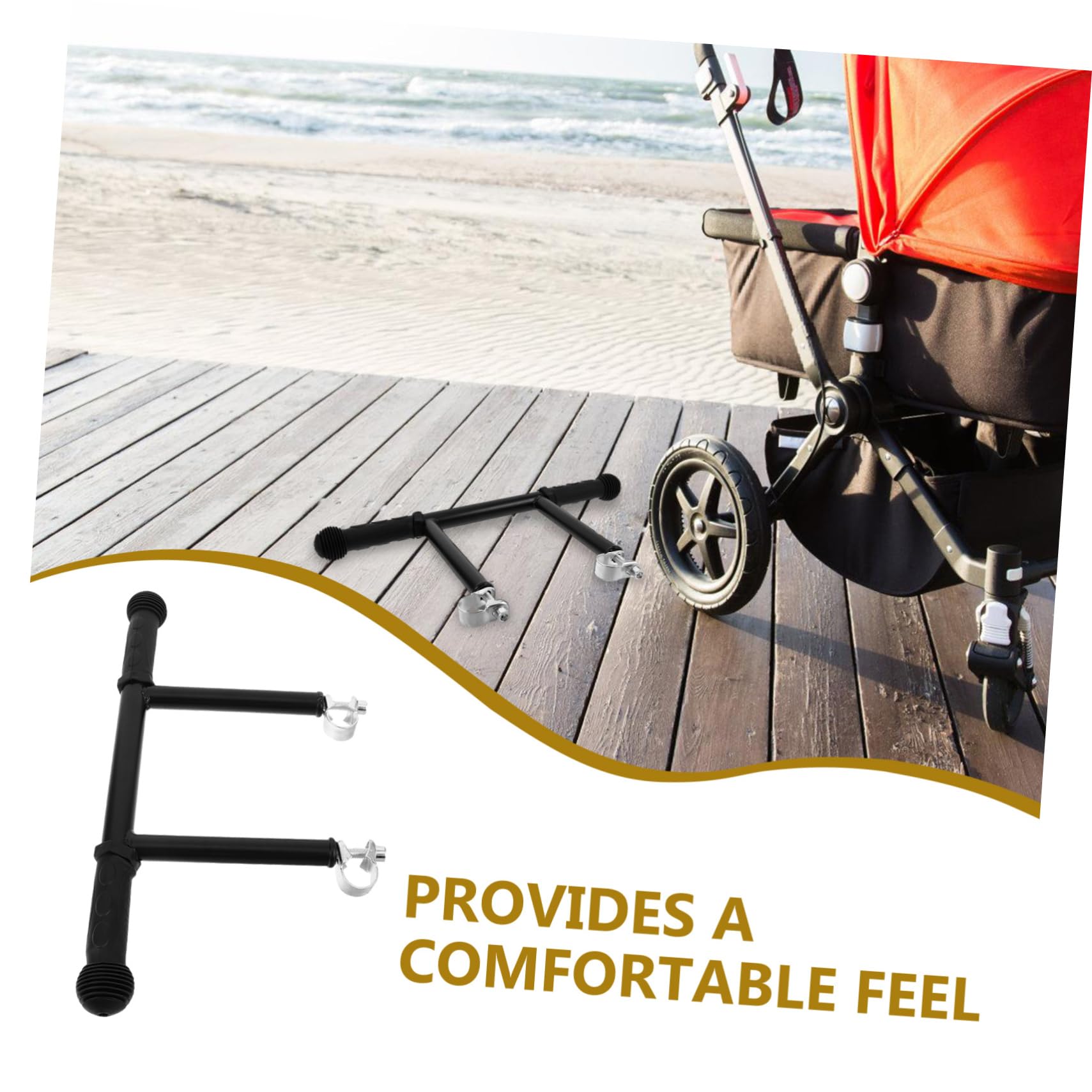 Rallonge de Poignée de Poussette Réglable Boucle 25mm Noir | Hauteur Ajustable, Plastique et Acier Inoxydable, Compatibilité Prams et Stroller, Style Moderne