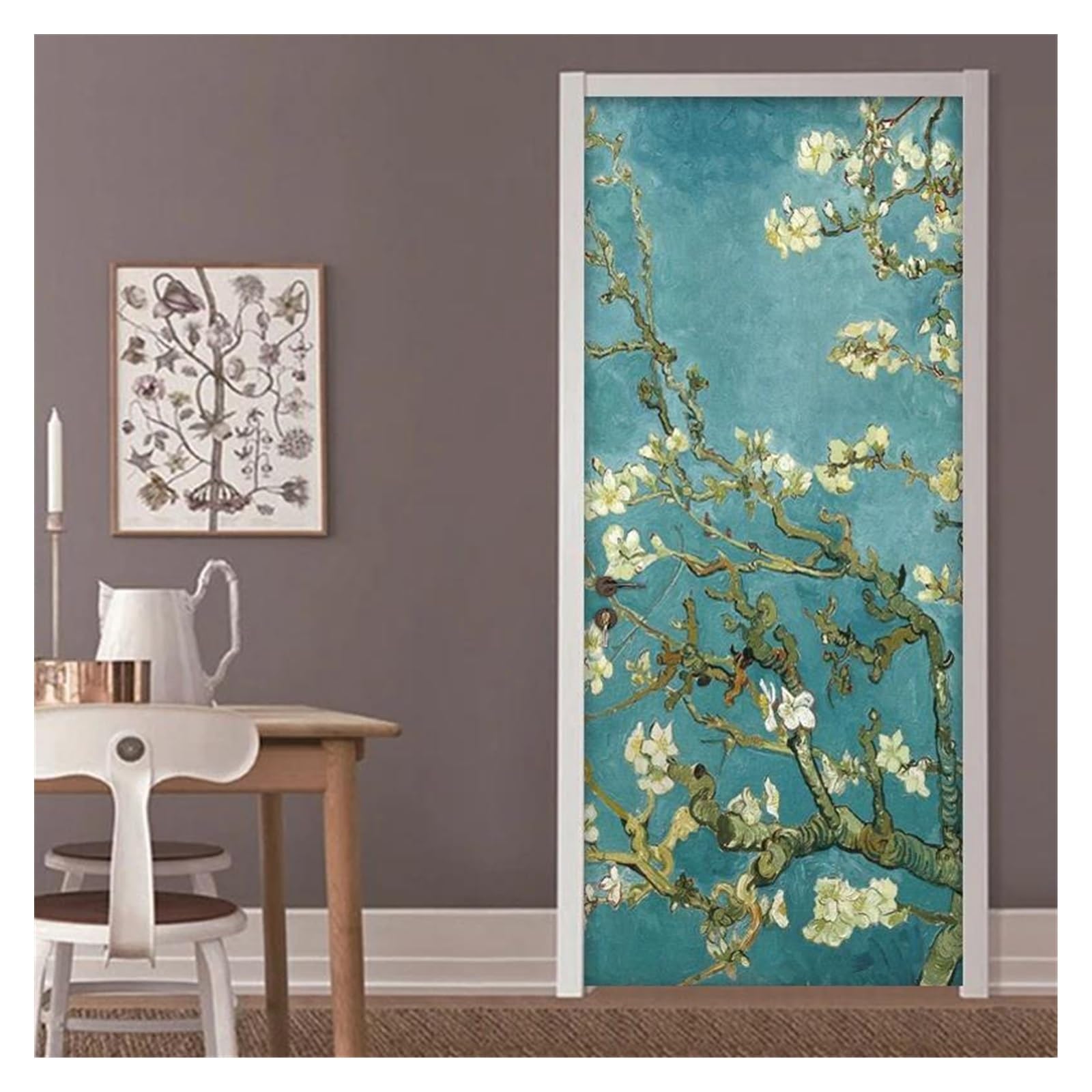 Stickers décoration salon cuisine avec motif oiseau fleur 3D pour grand mur