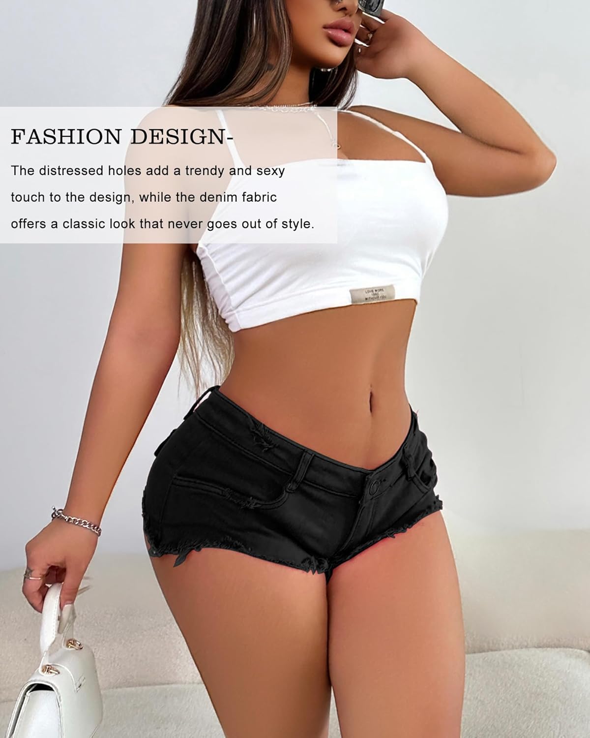 Women's Low-Rise Distressed Denim Booty Shorts - Sexy Mini Stretch Jean Shorts for Women - Image 4