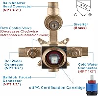 Vista 3 de Brushed Gold Shower System, Wall Mounted Shower Faucet Set with 12-Inch Rain Shower Head and Handheld Shower Spray, High Pressure Shower Combo Set