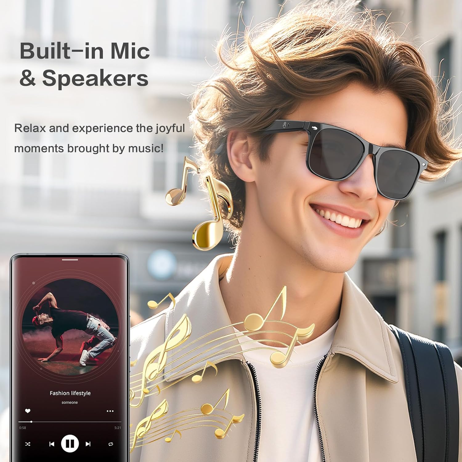 EarlySincere 2026 Men's and Women's Ai Smart Glasses, Ai Real-Time Translation with 164 Languages, 50 Hour Battery Life, Uv Protection, Ip65 Waterproof Ai Glasses