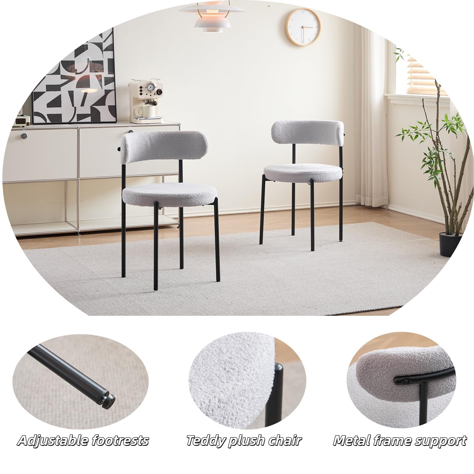 GrandCA HOME Set Tavolo e Sedie, Tavolo Rotondo da 100 cm + 4 Sedie Imbottite, Adatto per 4-6 Persone, (Marrone Chiaro e Grigio Chiaro)