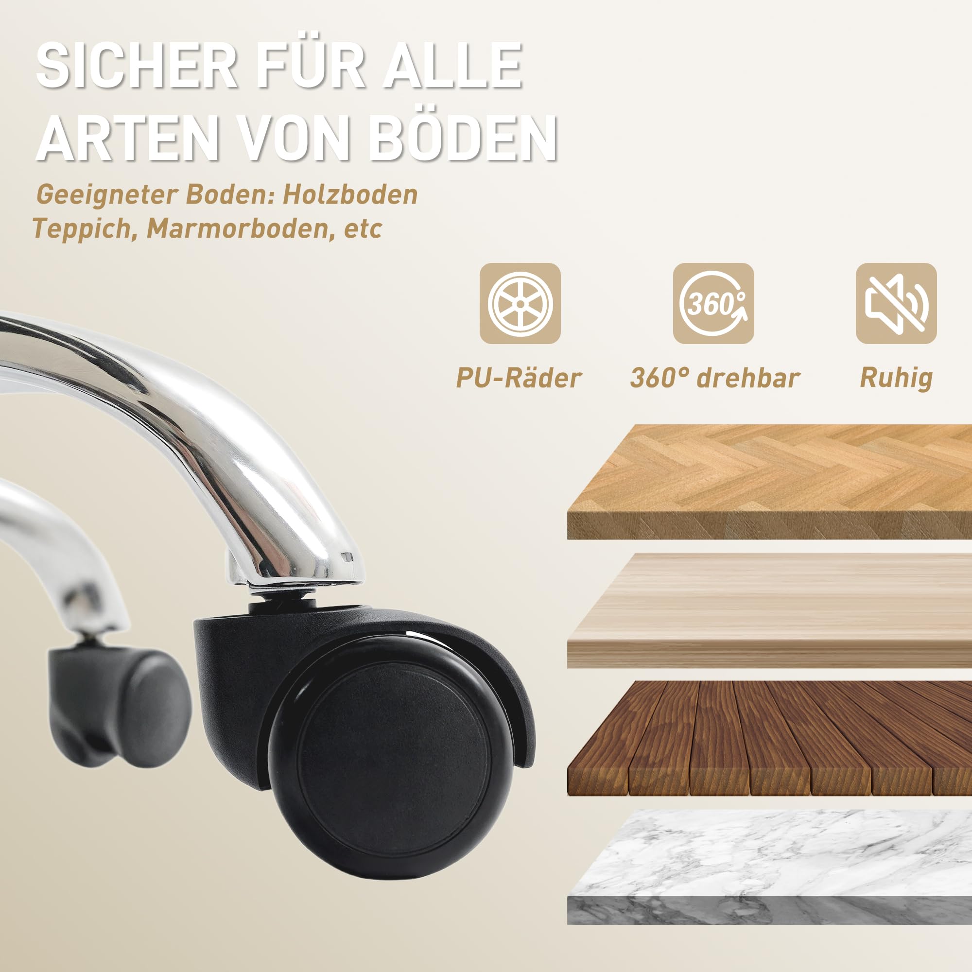 HOMCOM Bürostuhl Ergonomischer Schreibtischstuhl mit Fußstütze, Beige | Verstellbare Rückenlehne, Höhenverstellbarer Drehstuhl, Tierfreundlich Kunstleder, Doppel Gepolstert, Computerstuhl