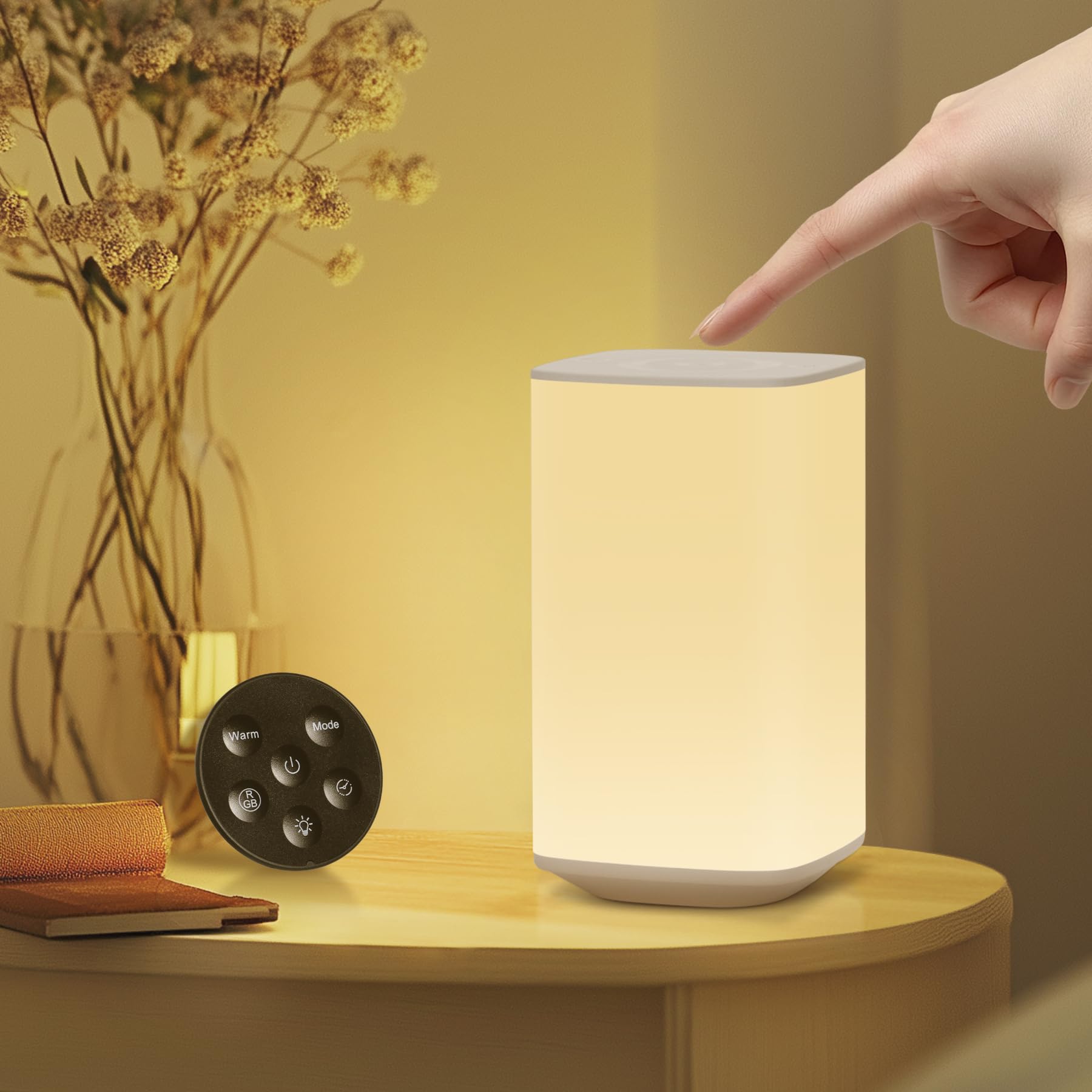 Bonsery LED Nachttischlampe Touch Dimmbar mit Fernbedienung, 3000 mAh Nachtlicht Dimmbar mit 3 RGB Modi & 3 Farbtemperatur, 256 Farben Tischlampe Kabellos mit Timing