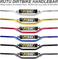 Vista 6 de Manillares de Motocicleta 7/8 Pulgada, RUTU Manillar Universal de Dirt Bike con Almohadilla de Barra Transversal Barra de Arrastre de Perfil Bajo
