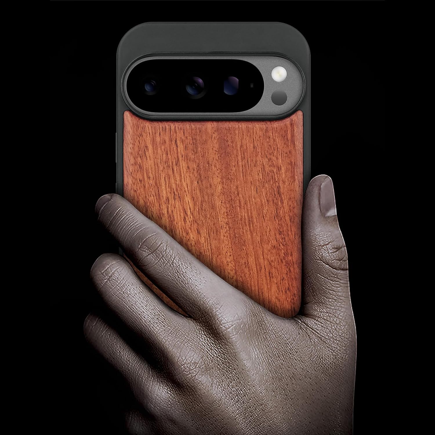 Carveit Magnetic Wooden Case for Pixel 10 Pro Google 10 Pro Case, Wood Artisan Engraved & Soft TPU Shockproof Cover, Compatible with MagSafe Wireless Chargers (Natural Grain) Rosy