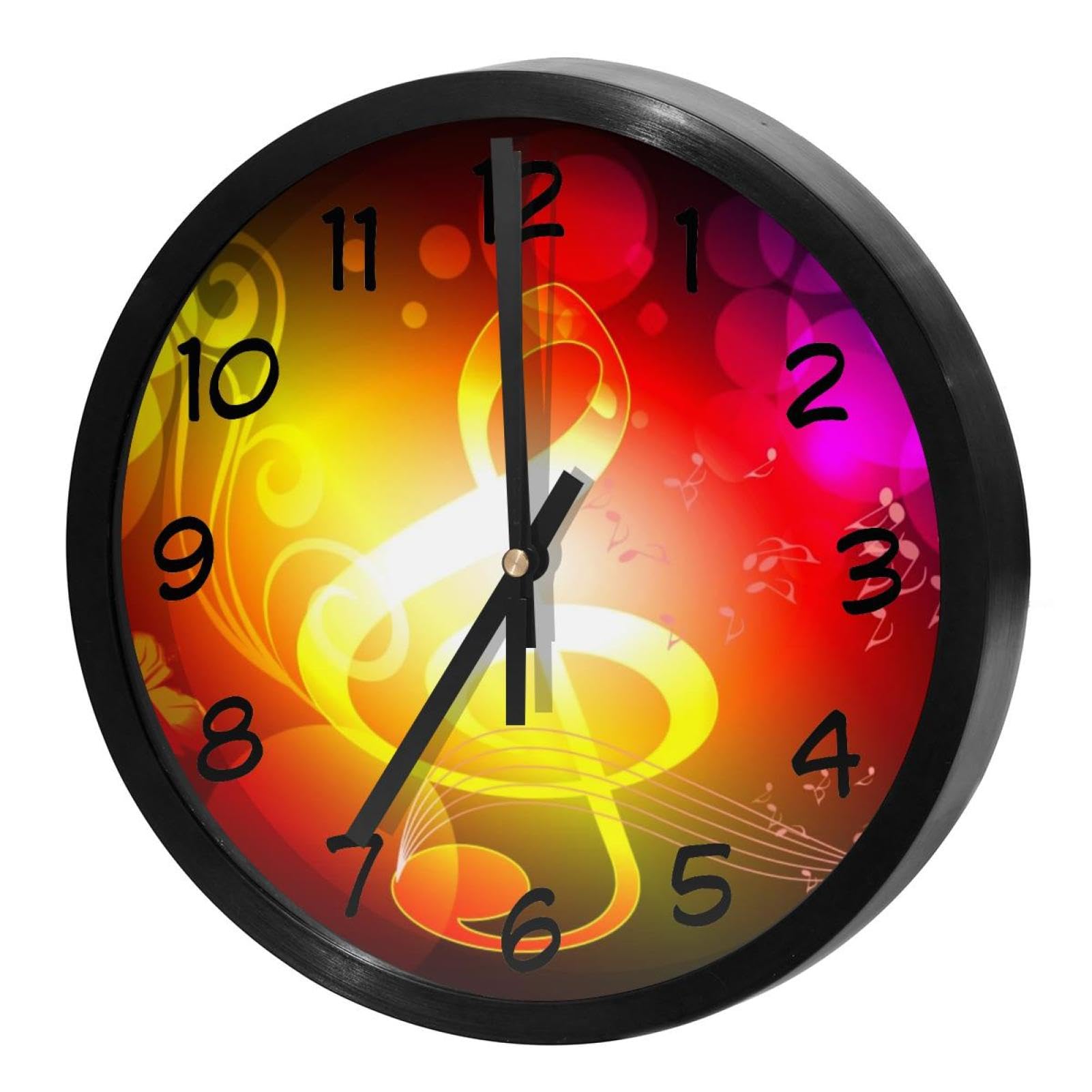 Horloge murale silencieuse à quartz fleur et note de musique pour salon