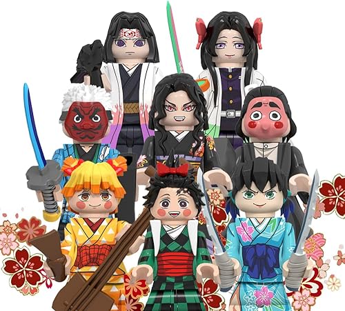 Tanjiro Outfit 8 piezas de juguetes de anime, figuras de acción, bloques de construcción para niños o fanáticos del anime coleccionistas (color -A1)