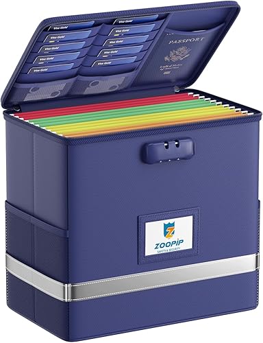 Miniatura 8 de Caja de archivos ignífuga con cerradura, organizador de almacenamiento de caja de documentos, adecuado para colgar carpetas de archivos