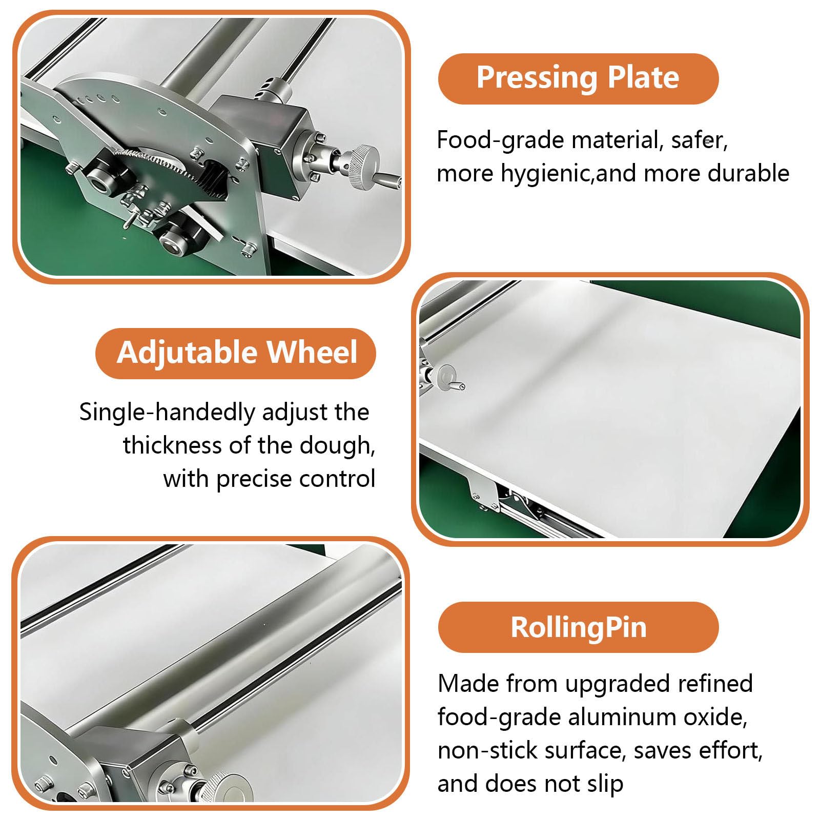 Compact elektrische Dough Rolling Machine, elektrische Foldable Dough Sheeter, Stainless Steel Pastry Roller with Adjustable Thickness 2mm-30mm, Commercial & Home Use