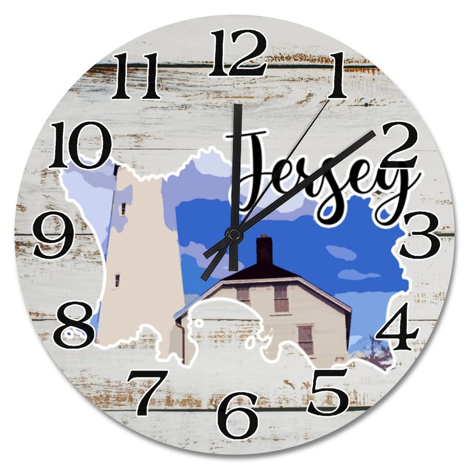 Horloge murale de voyage pour salon grand format paysage urbain en bois