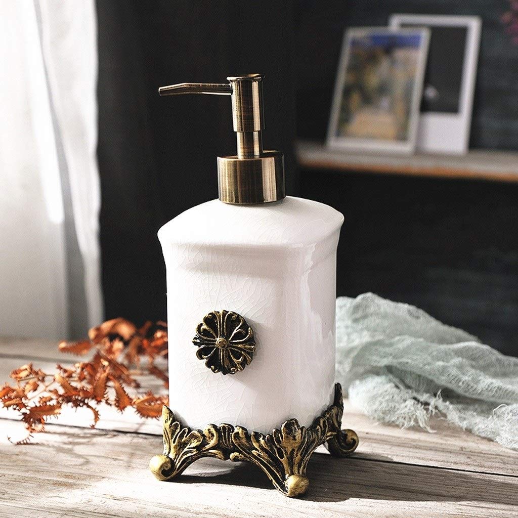 dispenser sapone/Dosatori per sapone liquido Bronzo Base ceramica Ice Crack Texture Liquido Dispenser sapone dispenser di sapone con l'annata lozioni oli essenziali liquidi in cucina e bagno Decor Rea