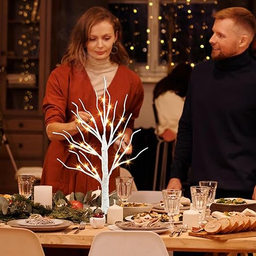 Miniatura 47 de PEIDUO RGBW - Árbol bonsái iluminado con 36 luces LED que cambian de color, lámpara de árbol de espíritu iluminado con controlador para Navidad